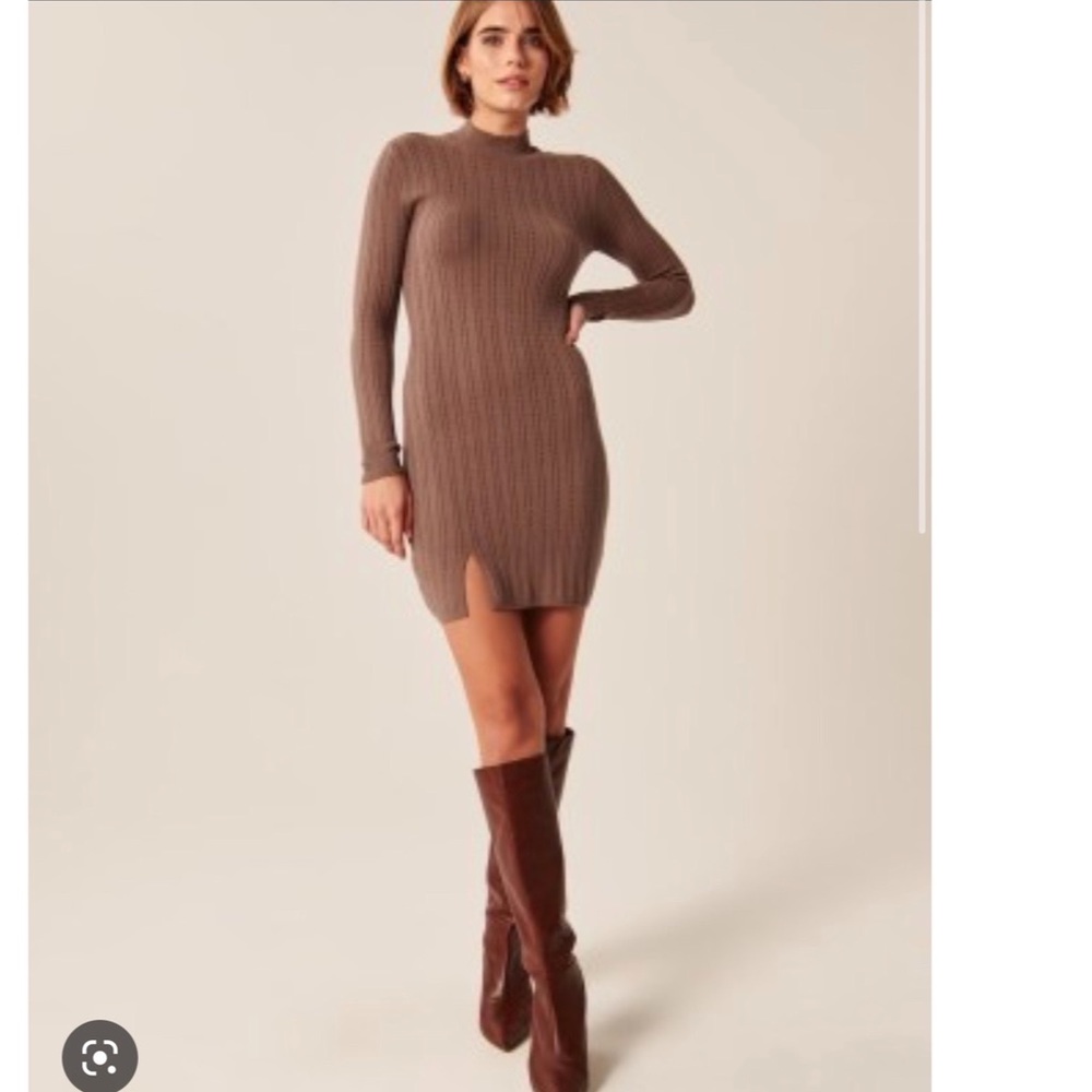 Sold Out Abercrombie & Fitch- Brown Mock Neck Mini Sweater Dress Size S